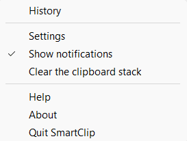 Smart Clip system tray menu